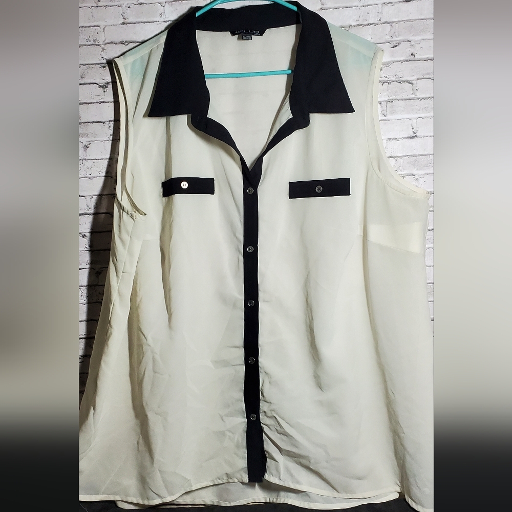 Cream and black button up shirt